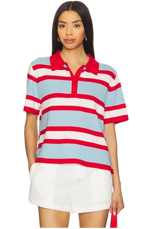 ALICE+OLIVIA Polo a rayas tillie en color azul, rojo talla L en - Blue,Red. Talla L (también en M, S, XL, XS).