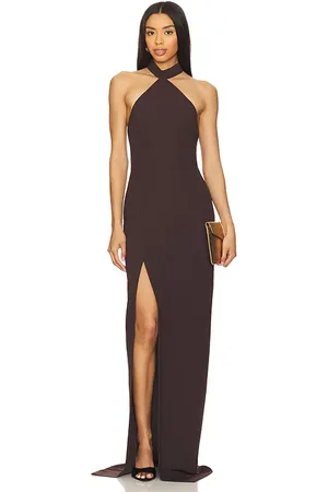 Amanda Uprichard Vestido largo queen en color chocolate talla L en - Chocolate. Talla L (también en M, S, XL, XS).