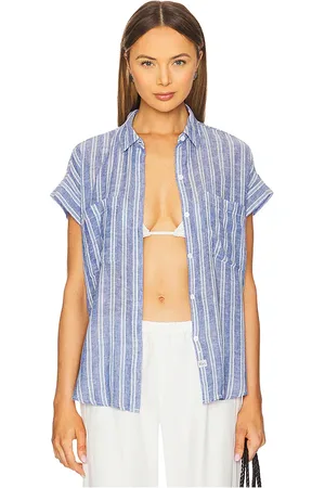 Rails Camisa de lino con cuello cito en color azul talla L en - Blue. Talla L (también en M, S, XL, XS).