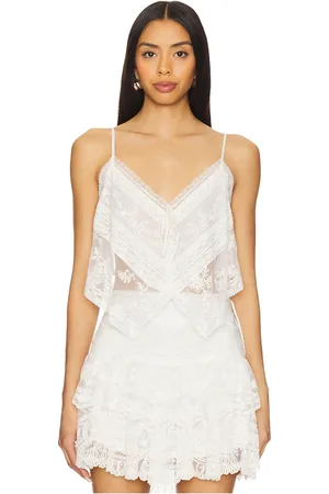 LOVESHACKFANCY Carrera top en color ivory talla L en - Ivory. Talla L (también en M, S).