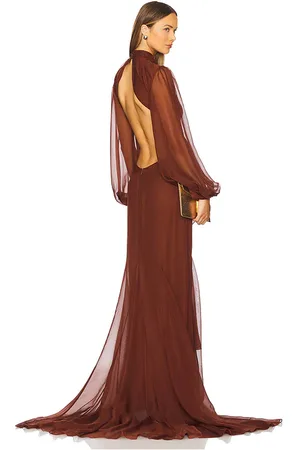 Retrofete Vestido de chifón rosalinda en color marrón talla L en - Brown. Talla L (también en S, XL, XS, XXL).