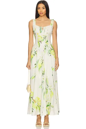 Nicholas Vestido midi dina en color neutral,green talla 0 en - Neutral,Green. Talla 0 (también en 2, 4, 6).