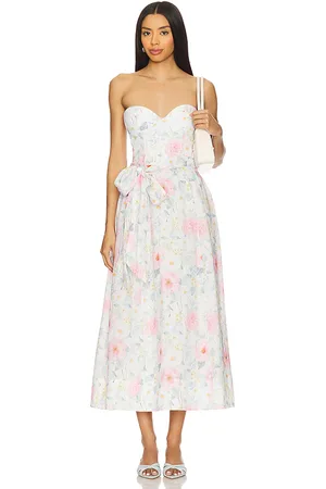 Bardot Vestido midi con lazo y estampado floral. en color ivory talla 10 en - Ivory. Talla 10 (también en 12, 8).