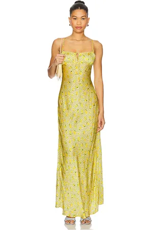 Leslie Amon Vestido lencero en color amarillo talla L en - Yellow. Talla L (también en XL).