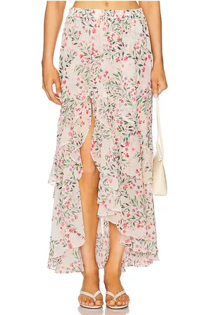 MISA Falda midi seva en color neutral talla L en - Neutral. Talla L (también en M, S, XL, XS).