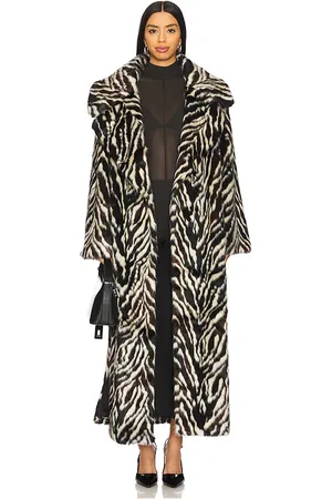 Adrienne Landau Abrigo victoria en color negro, blanco talla M en - Black,White. Talla M (también en S).