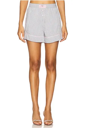 Ganni Shorts elásticos de rayas teñidas en hilo en color bebe azul talla 32 en - Baby Blue. Talla 32 (también en 34, 36, 38, 40).
