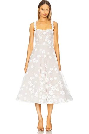 Bronx and Banco Vestido midi con lentejuelas y bordado floral mademoiselle en color talla L en - White. Talla L (también
