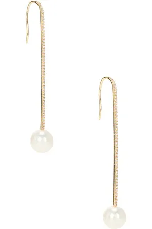 EF Collection Pendientes largos diamond ball pearl en color oro metálico talla all en - Metallic Gold. Talla all.