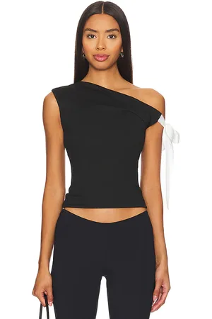 MORE TO COME Raquel tie sleeve top en color talla L en - Black. Talla L (también en M, S, XL, XS, XXS).