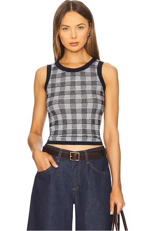 Guest In Residence Guest en residence gingham tank en color negro talla S en - Black. Talla S (también en XS).