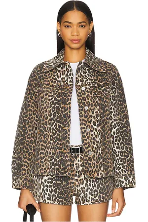 Ganni Chaqueta de mezclilla estampada en color marrón talla 32 en - Brown. Talla 32 (también en 34, 36).