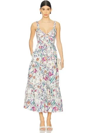 Steve Madden Vestido midi eliora en color blanco, azul talla L en - White,Blue. Talla L (también en M, S, XL, XS).