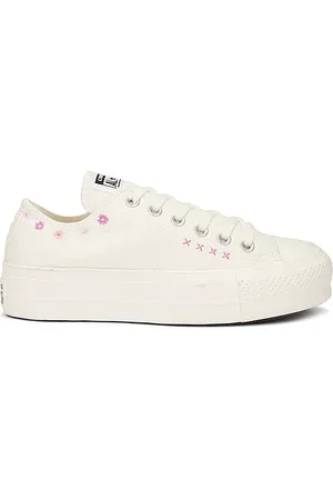 Converse Zapatilla deportiva all star lift floral embroidery low top en color blanco talla 10 en Egret Sugar Berry & Cactus Bud - White. Tal