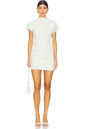 LINE & DOT Minivestido drapeado archer en color talla L en - Cream. Talla L (también en M, S, XS).