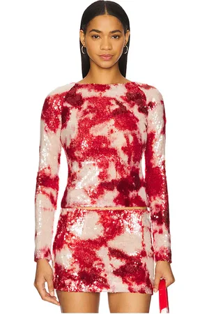 KIM SHUI Sequin top en color talla M en - Red. Talla M (también en S, XS).