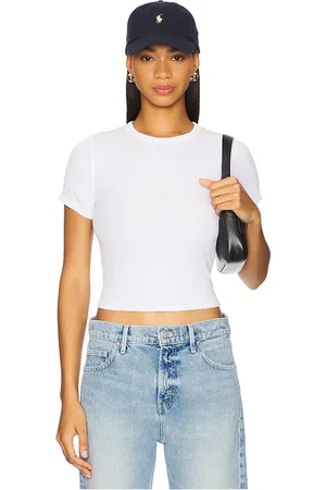 Michael Lauren Rhea short sleeve fitted top en color talla L en - White. Talla L (también en M, S, XL, XS).
