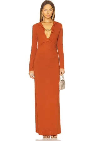 GIUSEPPE DI MORABITO Maxivestido manga larga en color cognac talla L en - Cognac. Talla L (también en M, S, XS).