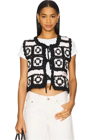 Ganni Chaleco de ganchillo en color negro talla L en - Black. Talla L (también en M, S, XS).