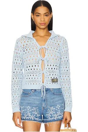 Ganni Cárdigan con lazo en color bebe azul talla L en - Baby Blue. Talla L (también en M, S, XS).
