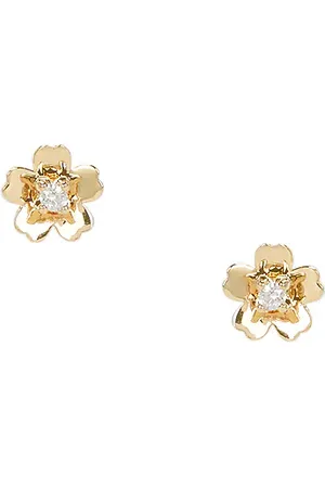 EF Collection Tachuelas mini cherry blossom en color oro metálico talla all en - Metallic Gold. Talla all.