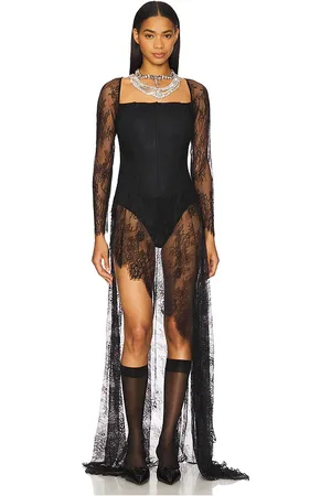 KIM SHUI Vestido asymmetrical corset lace en color talla M en - Black. Talla M (también en S, XS).