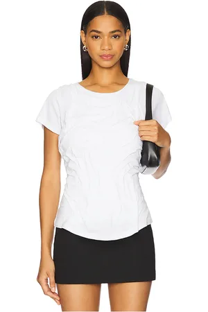 DI PETSA Camiseta wetlook draped en color talla L en - White. Talla L (también en M, S, XS).