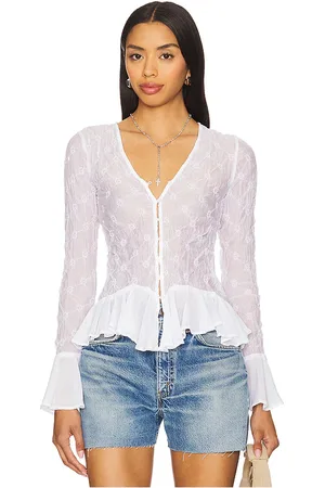 Free People Blusón elias en color ivory talla L en - Ivory. Talla L (también en M, S, XL, XS).