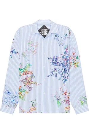 P.A.M. PERKS AND MINI Camisa fractal stripe en color azul talla L en - Blue. Talla L (también en M, XL/1X).