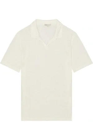 ONIA Shaun linen polo en color talla L en - White. Talla L (también en S, XL/1X).