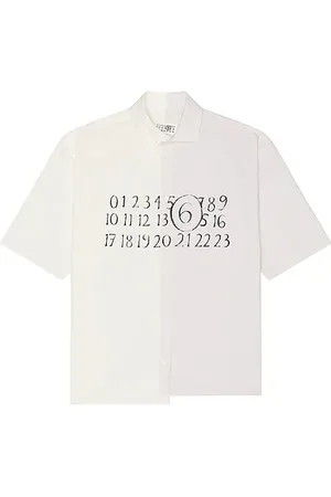 Maison Margiela Camisa botones numbers en color blanco talla 50 en Off White Stripes White & Beige - White. Talla 50 (tambié