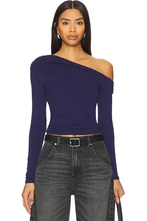AFRM Top de malla con un solo hombro bria en color azul marino talla XL en - Navy. Talla XL (también en XS).