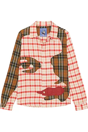 KIDSUPER STUDIOS Camisa franela patchwork face en color talla L en - Red. Talla L (también en M, S, XL).