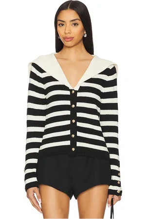 ASTR Chaqueta raya cardigan en color negro, blanco talla L en - Black,White. Talla L (también en M, S).