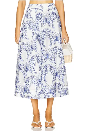 Milly Falda midi skirt en color blanco, azul talla 10 en - White,Blue. Talla 10 (también en 6, 8).