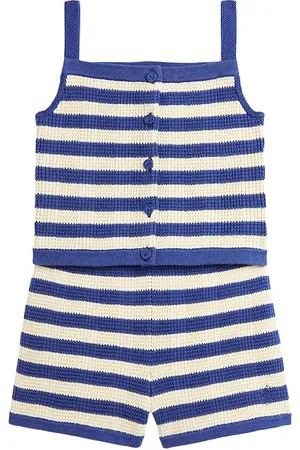 Ralph Lauren Suéter de rayas con camiseta sin mangas y short a juego en color azul talla 3 en