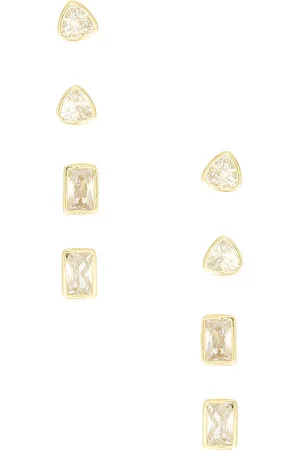 By Adina Eden Conjunto de aretes bezel en color oro metálico talla all en - Metallic Gold. Talla all.