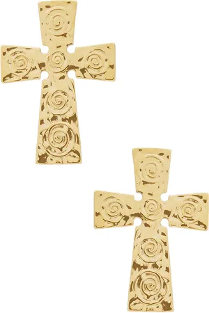 8 Other Reasons Pendientes cross en color oro metálico talla all en - Metallic Gold. Talla all.