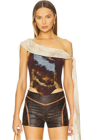 KIM SHUI Jake silk top en color marrón talla M en - Brown. Talla M (también en S, XS).