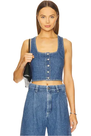 DL1961 Lizzie cropped top en color azul talla M en - Blue. Talla M (también en XS).
