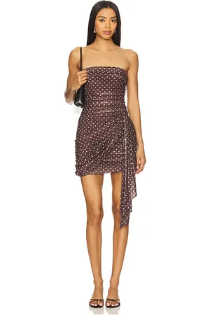 Amanda Uprichard Vestido anja en color chocolate talla L en - Chocolate. Talla L (también en M, S, XL, XS).