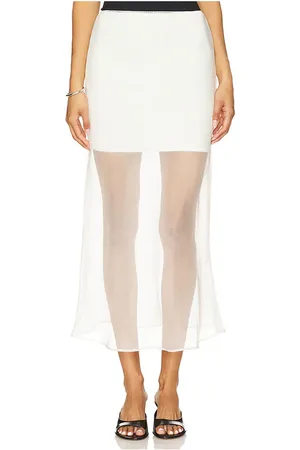 LINE & DOT Falda midi denman en color blanco talla L en - White. Talla L (también en M, S, XS).