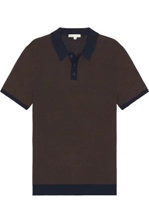ONIA Cotton textured knit polo en color marrón talla L en - Brown. Talla L (también en M, S, XL/1X).