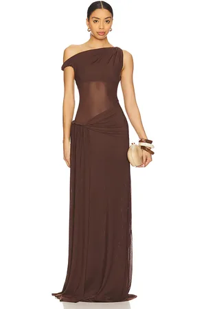 Misha Maxivestido sisal en color chocolate talla M en - Chocolate. Talla M (también en XL).