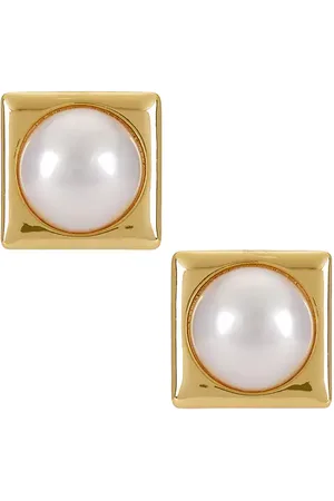 Ettika Pendientes de tachuela square pearl en color ivory talla all en - Ivory. Talla all.