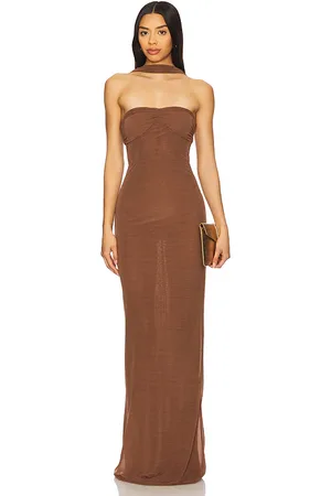 Camila Coelho Vestido largo terese en color talla L en - Brown. Talla L (también en M, S, XL, XS).