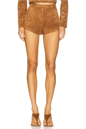 Amanda Uprichard X revolve kelso suede short en color talla L en - Tan. Talla L (también en M, S, XL, XS).