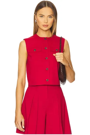THEORY Top chaleco trucker en color rojo talla 0 en - Red. Talla 0 (también en 00, 12, 4, 6, 8).
