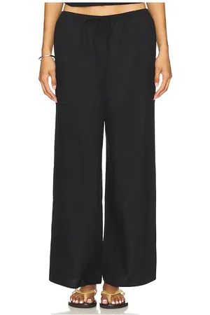 ONIA Pantalón ancho con cordón air linen en color negro talla M en - Black. Talla M (también en S, XL, XS).
