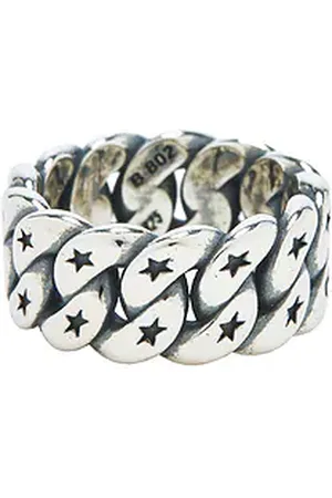TWOJEYS Anillo con monograma cuban en color plateado metálico talla 16 en - Metallic Silver. Talla 16 (también en 18, 20, 22).